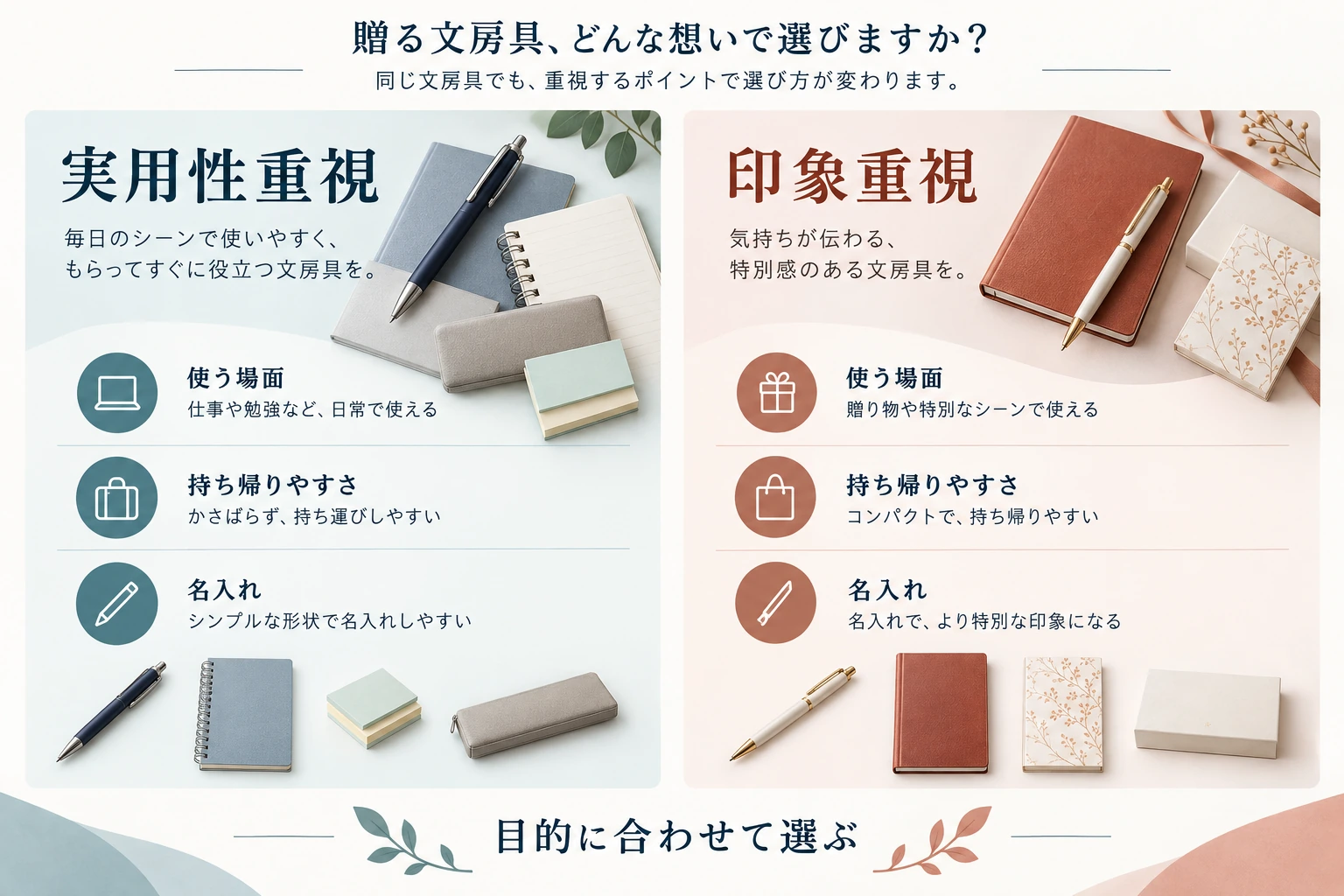 実用性重視案と印象重視案を同じ条件で比べる提案構造図