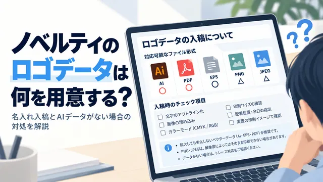 ノベルティのロゴデータは何を用意する？名入れ入稿とAIデータがない場合の対処